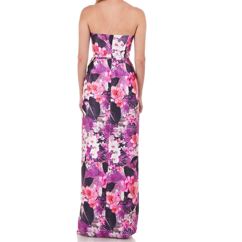 Kay Unger Strapless Floral Maxi Dress in Pink, Purple, White - Picture 3 of 6